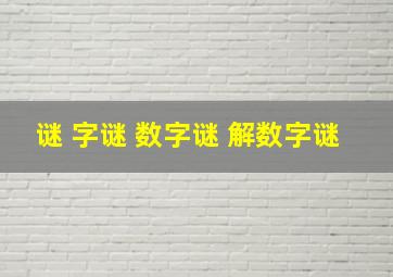 谜 字谜 数字谜 解数字谜